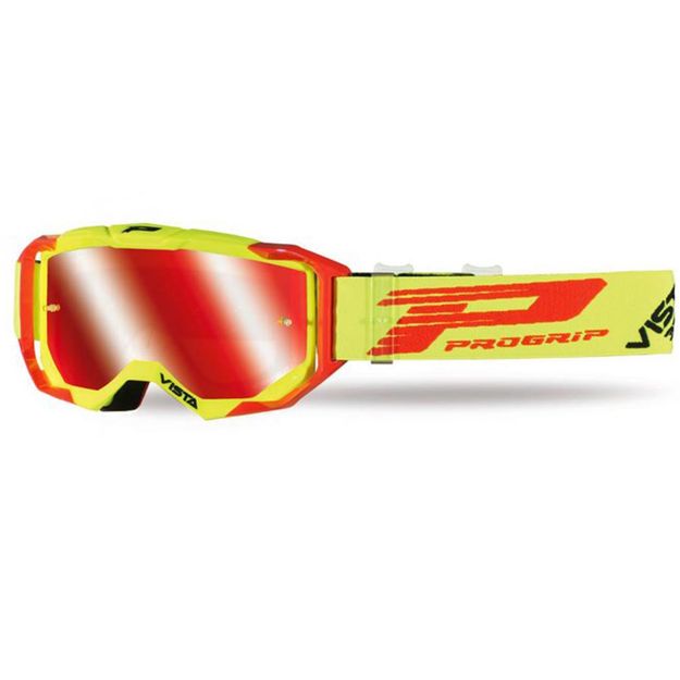 Маска кросс Progrip Vista 3303-273 FLFL желтая с зеркальной красной линзой 3348 + прозрачная линза + отрывные пленки в интернет Магазине Аллигатор Красноярск