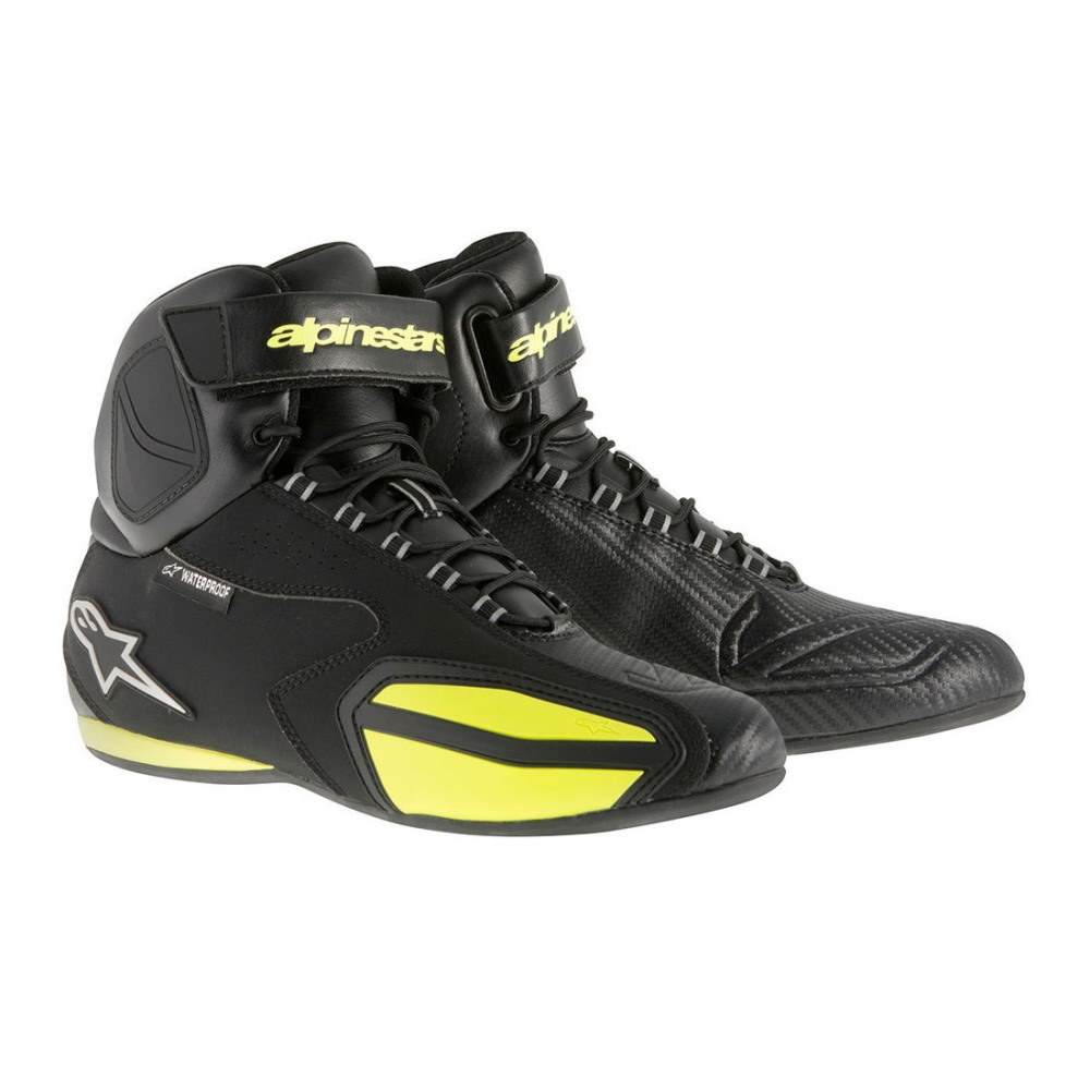 Мотокроссовки  ALPINESTARS FASTER WP SHOES черно-желтые 2540215 в интернет Магазине Аллигатор Красноярск