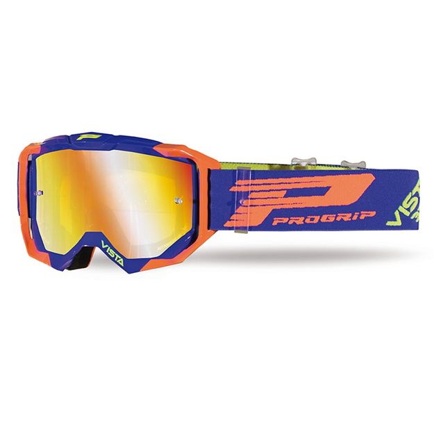 Маска кросс Progrip Vista 3303-272 FLFL синяя с зеркальной линзой 3347 + прозрачная линза + отрывные пленки в интернет Магазине Аллигатор Красноярск