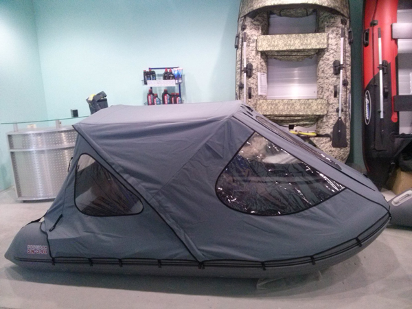 Тент ходовой с каркасом для лодок Gladiator 330 серый в интернет Магазине Аллигатор Красноярск