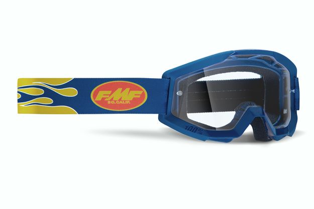 Маска кросс FMF - 100% Powercore Flamy синяя с прозрачной линзой в интернет Магазине Аллигатор Красноярск