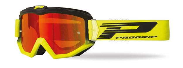Маска кросс Progrip Atzaki 3201-194 FL черно - желтая с защитой от царапин линза 3248C зеркальная красная в интернет Магазине Аллигатор Красноярск