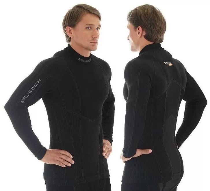 Термобелье Brubeck WOOL MERINO сорочка мужская черная LS10510 в интернет Магазине Аллигатор Красноярск